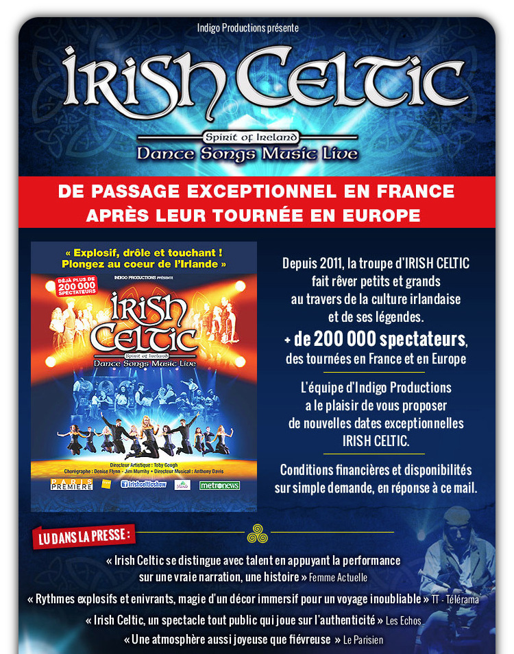 EXCEPTIONNEL - Irish Celtic en version THEATRE de retour en France