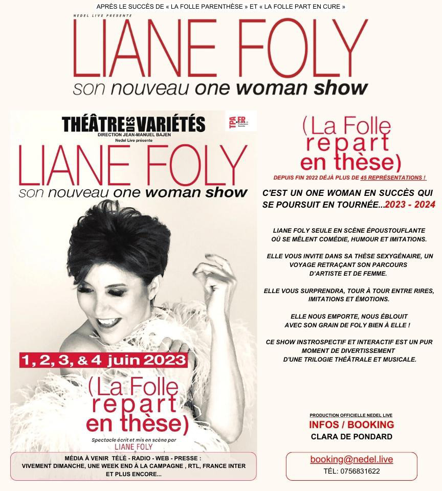 Liane FOLY - Nouveau Spectacle IMITATION HUMOUR en TOURNEE : + dinfos CLIQUEZ ICI